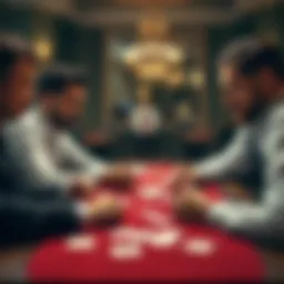Three players engaging in a strategic card game