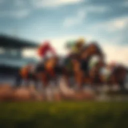 Racehorse galloping on a track