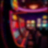 Vibrant slot machine display in a virtual casino setting