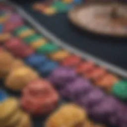 A vibrant display of colorful chips representing free promotions at Big Fish Casino