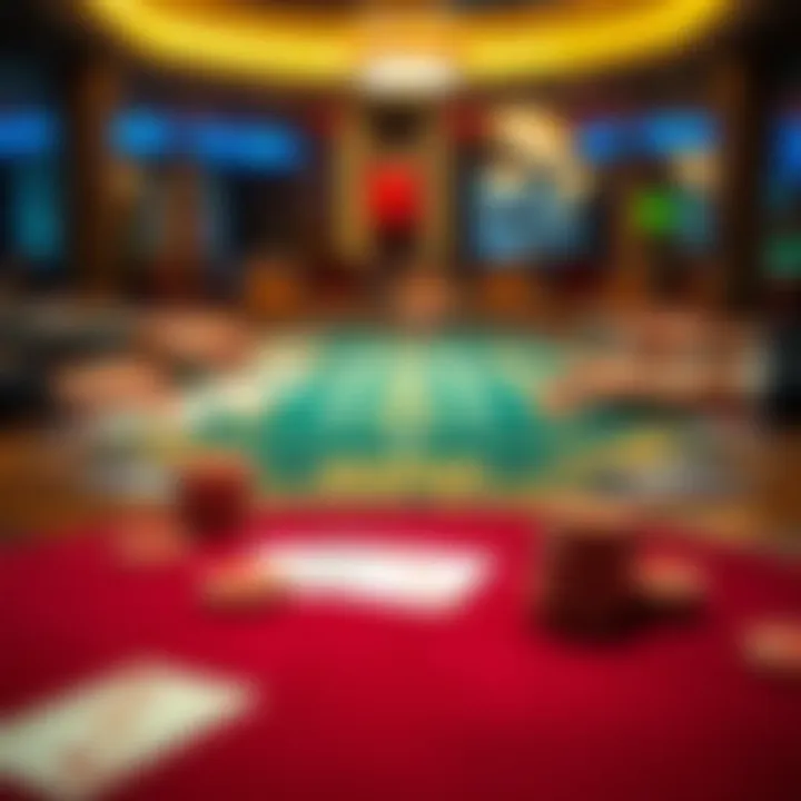 An engaging blackjack table with cards and chips prominently displayed