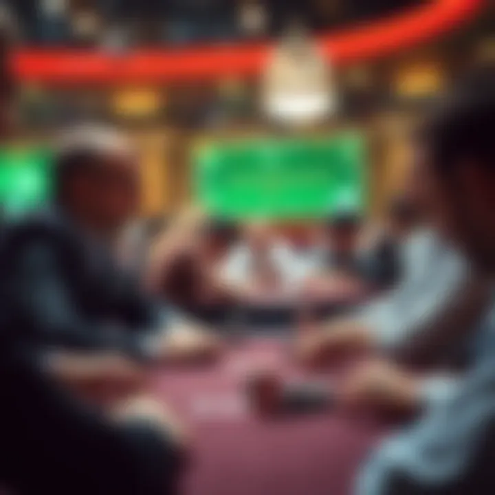 A strategic poker game in action showcasing players deep in thought