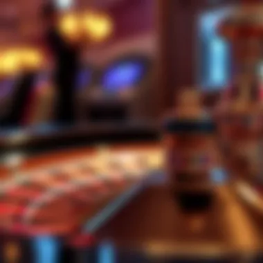 A close-up of a roulette wheel with a focus on the spinning ball