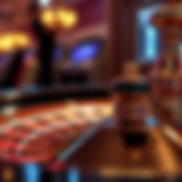 A close-up of a roulette wheel with a focus on the spinning ball