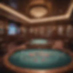 Luxurious cruise ship casino interior with gaming tables
