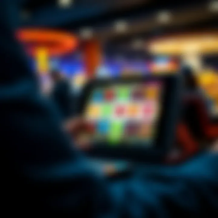 Engagement with Free Slot Games A close-up of a player engaging with a free online slot game on a digital device