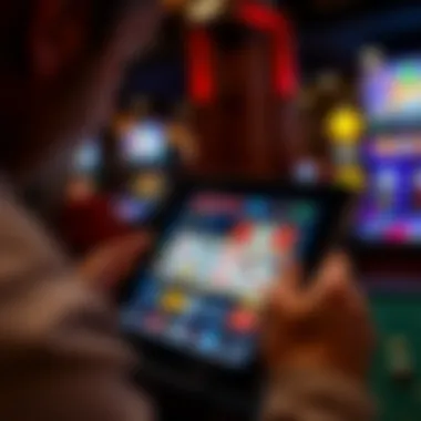 A close-up view of a player engaging with a free video poker game on a tablet