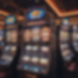 Vibrant display of Mighty Cash slot machines in a Las Vegas casino