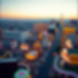 Aerial view of Las Vegas Strip showcasing vibrant casinos