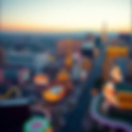 Aerial view of Las Vegas Strip showcasing vibrant casinos