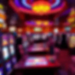 Vibrant casino floor with slot machines and gaming tables