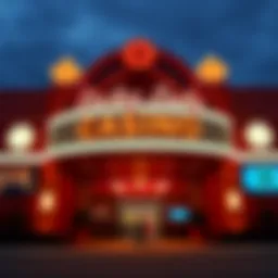 Exterior view of Lucky Lady Casino showcasing its vibrant signage and entrance
