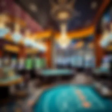 Elegant Casino Interior An elegant casino interior showcasing gaming tables and luxurious decor