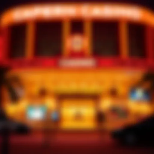 A stunning view of a modern casino exterior under vibrant lights
