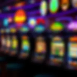 A vibrant display of colorful slot machines showcasing various themes