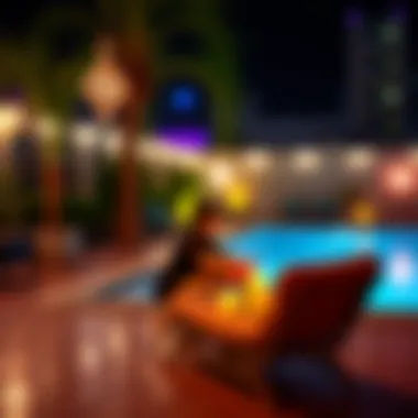 Refreshing Outdoor Pool Oasis Relaxing outdoor pool area at a nearby hotel