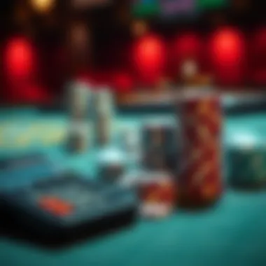 Mastering Bankroll Control A serene bank management scene, featuring organized stacks of chips and a calculator, symbolizing financial control