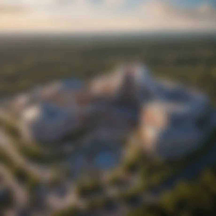 Aerial view showcasing Mohegan Sun's expansive resort complex