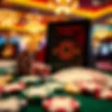 A vibrant display of casino chips and cards representing promotions