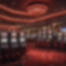 A vibrant interior view of Red Ruby Casino showcasing its gaming tables and slot machines