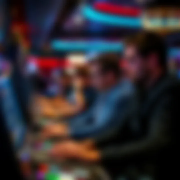 Competitors in Action Participants engaged in a competitive slot tournament, highlighting their strategies and focus
