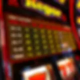 A detailed view of a slot machine pay table highlighting various payout amounts