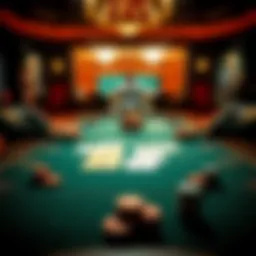 Overview of Texas Hold'em Poker table with cards and chips