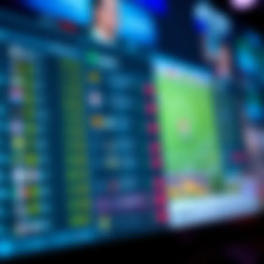 A close-up of a digital betting interface showcasing various sports events